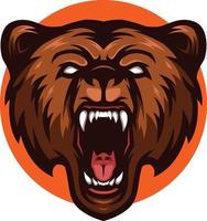 illustration of angry brown bear grizzly head mascot vector