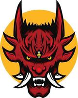 Ilustración de la mascota de la cabeza del diablo rojo enojado vector