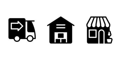 truck, warehouse, store line icon vector