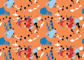 Vector texture background, seamless pattern. Hand drawn, orange, blue, red, black, white colors.