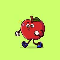 Cute Apple character Walking and whistling vector