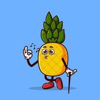 Cute pineapple character with okay gesture and whistling vector