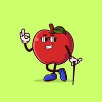 Cute Apple character cool gesture with sunglasses vector