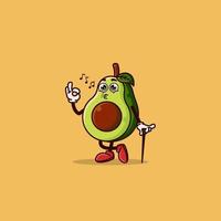 lindo personaje de aguacate con gesto bien y silbidos vector