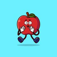 Cute Apple characters with shocked gesture vector