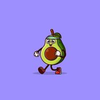 Cute Avocado character jogging vector