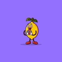 Cute Lemon character with love emotion vector