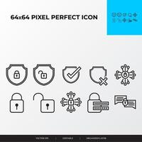 security shield and padlock icon set pixel perfect. vector