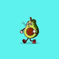 Cute Avocado character Walking and whistling vector