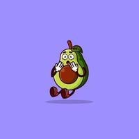 Cute Avocado characters with shocked gesture vector