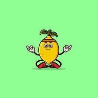 Cute Lemon character meditating vector