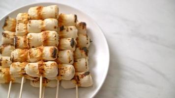 Grilled Tube Shaped Fish Paste Cake or Tube Squid Skewer video