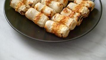 Grilled Tube Shaped Fish Paste Cake or Tube Squid Skewer video