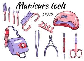 un conjunto de herramientas de manicura. hardware para manicura y pedicura vector