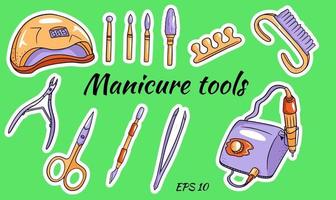 A set of manicure tools. Hardware for manicure and pedicure vector