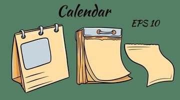 Two different calendars. One with tear-off pages. Leafy calendar. vector