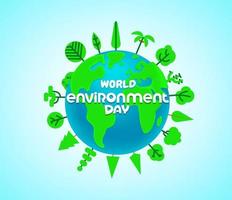 World environment day vector banner with trees and the Earth