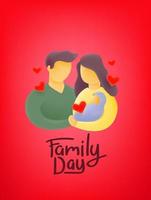 Family day greeting card. Father, mother and child in love vector