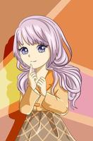 Beautiful girl with long purple hair design character cartoon illustration vector
