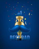 Best dad. Happy fathers day greeting card with trophy ans beautiful moustache vector