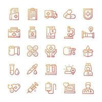 Set of Medical icons with gradient style. vector