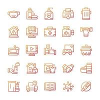 Set of Quarantine icons with gradient style. vector