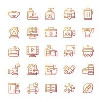 Set of Quarantine icons with gradient style. vector