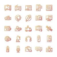 Set of Mass media icons with gradient style. vector