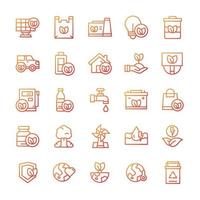 Set of Eco Green icons with gradient style. vector