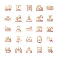 Set of Oil industry icons with gradient style. vector