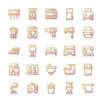 Set of Household icons with gradient style. vector