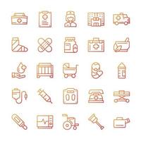 Set of Nurse icons with gradient style. vector