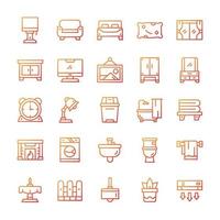 Set of Home Living icons with gradient style. vector