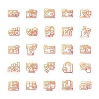 Set of Secure payment icons with gradient style. vector