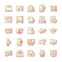 Set of Cyber Security icons with gradient style. vector