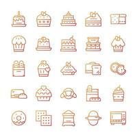 Set of Bakery icons with gradient style. vector