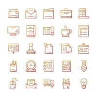 Set of Office icons with gradient style. vector