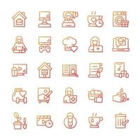 Set of Stay at home icons with gradient style. vector