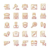 Set of Justice and Law icons with gradient style. vector