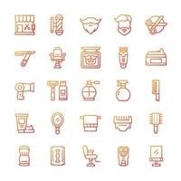 Set of Barbershop icons with gradient style. vector