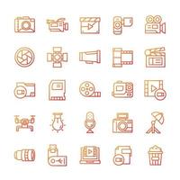 conjunto de iconos de videografía con estilo degradado. vector