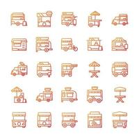 conjunto de iconos de comida de soporte con estilo degradado. vector