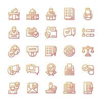 Set of Voting and election icons with gradient style. vector