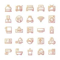 conjunto de iconos de hotel con estilo degradado. vector