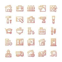 Set of Home and Renovation icons with gradient style. vector