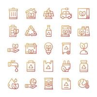 Set of Ecology icons with gradient style. vector
