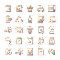 Set of Ecology icons with gradient style. vector