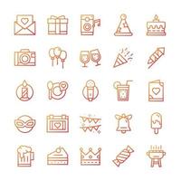 Set of Party icons with gradient style. vector