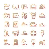 Set of Vacation icons with gradient style. vector