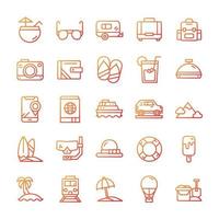 Set of Vacation icons with gradient style. vector